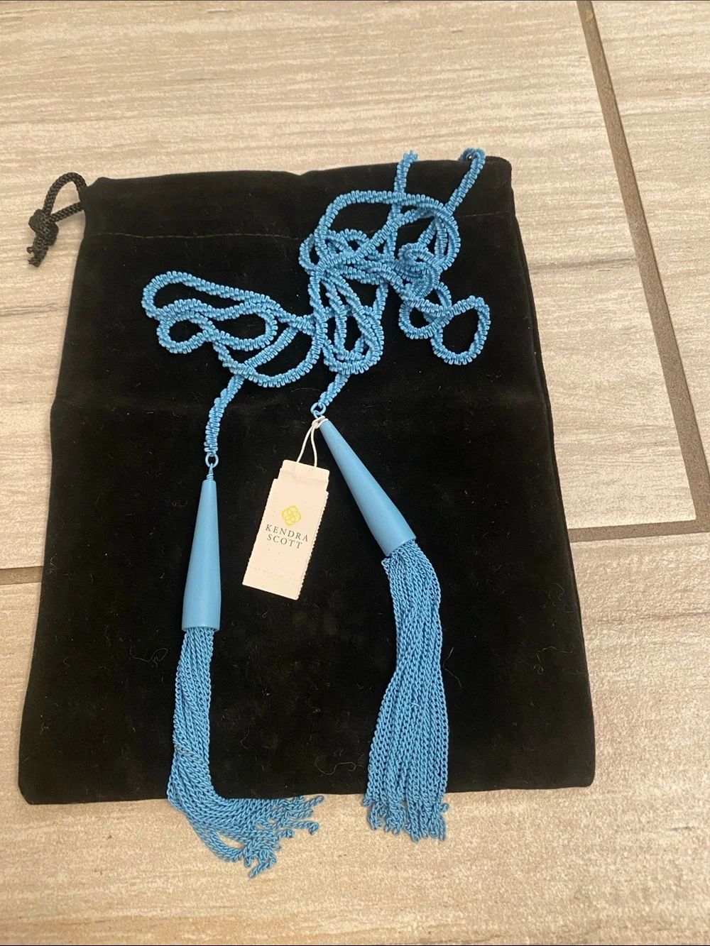 NWT Kendra Scott Matte Periwinkle blue Phara tassel necklace